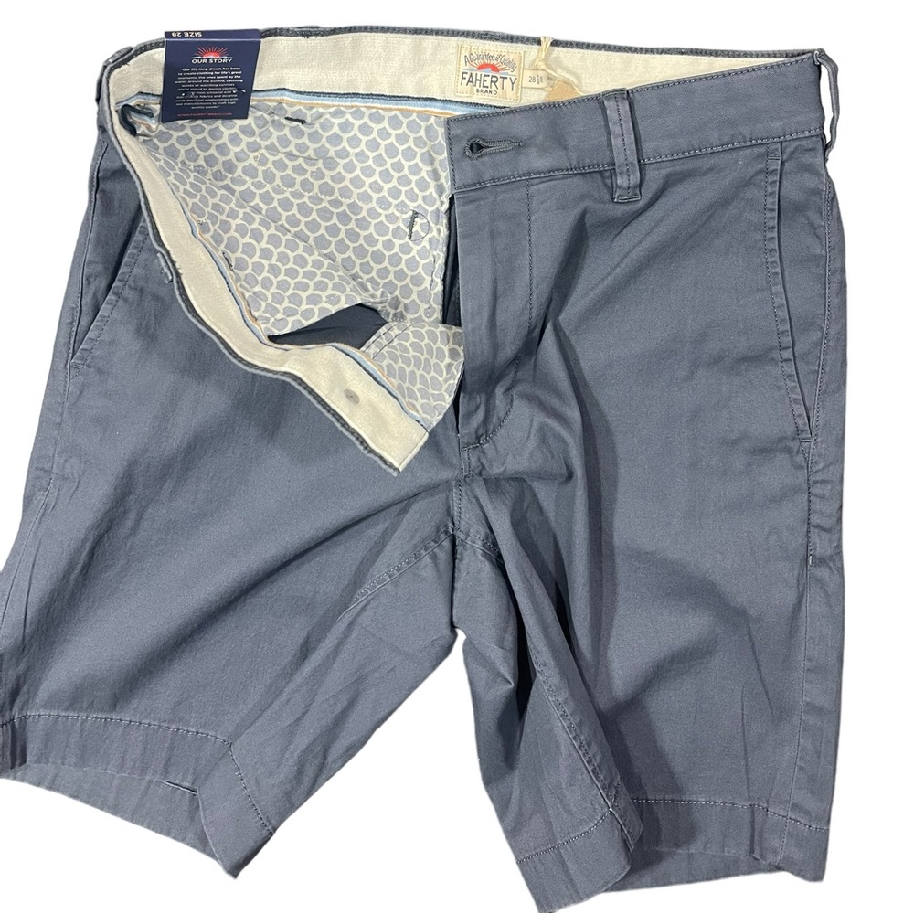 Faherty Shorts Island Life 8" Organic Cotton Chino Golf Blue Mens Size 28 NEW - Picture 4 of 15